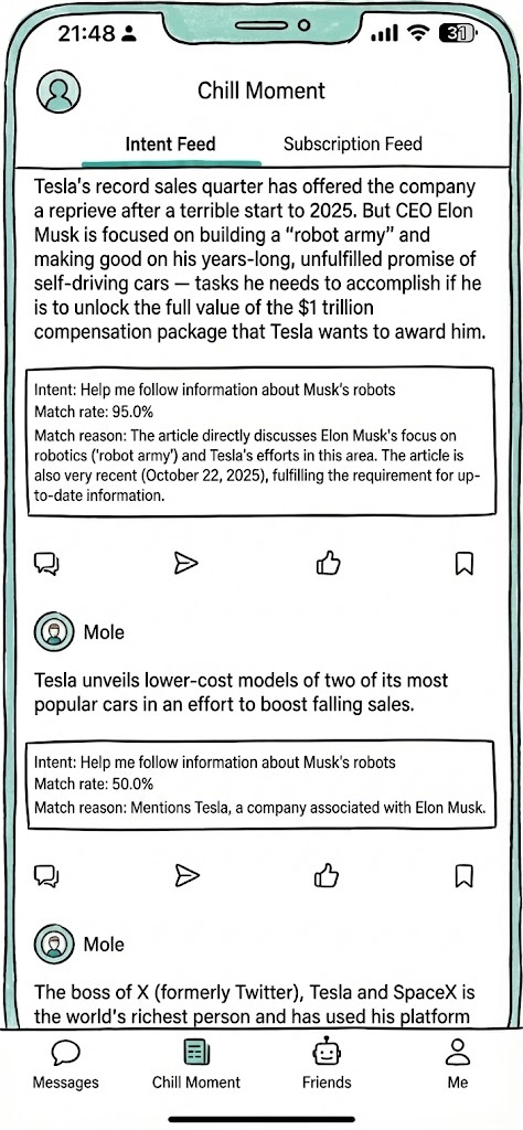 Chill Moment Profile Screen